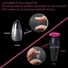 UNA GELLA Short Squoval Press On Nails – 32Pcs 16 Sizes Soft Gel Round Fake Nails with Silver Cat Eye Effect, Light Pink Reusable Artificial Stick On Nails Kit with Glue and Adhesive Tabs(Z-Medium Almond)