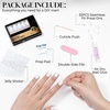 UNA GELLA Short Squoval Press On Nails – 32Pcs 16 Sizes Soft Gel Round Fake Nails with Silver Cat Eye Effect, Light Pink Reusable Artificial Stick On Nails Kit with Glue and Adhesive Tabs(Cloud Muse)