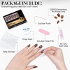 UNA GELLA Short Squoval Press On Nails – 32Pcs 16 Sizes Soft Gel Round Fake Nails with Silver Cat Eye Effect, Light Pink Reusable Artificial Stick On Nails Kit with Glue and Adhesive Tabs(Amber Mosaic)