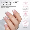 UNA GELLA Short Squoval Press On Nails – 32Pcs 16 Sizes Soft Gel Round Fake Nails with Silver Cat Eye Effect, Light Pink Reusable Artificial Stick On Nails Kit with Glue and Adhesive Tabs(Blush French)
