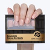 UNA GELLA Short Squoval Press On Nails – 32Pcs 16 Sizes Soft Gel Round Fake Nails with Silver Cat Eye Effect, Light Pink Reusable Artificial Stick On Nails Kit with Glue and Adhesive Tabs(Nude Muse)