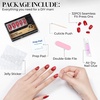 UNA GELLA Short Squoval Press On Nails – 32Pcs 16 Sizes Soft Gel Round Fake Nails with Silver Cat Eye Effect, Light Pink Reusable Artificial Stick On Nails Kit with Glue and Adhesive Tabs(Velvet Merlot)