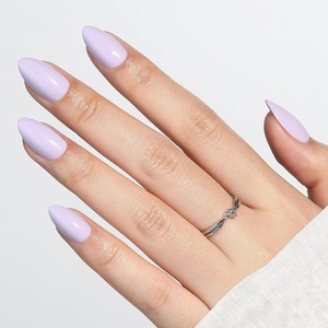 UNA GELLA Almond Press On Nails – 32Pcs 16 Sizes Pastel Lilac Lavender Fake Nails with Glue and Adhesive Tabs, Opaque Reusable Glue On Nails Kit for Women Manicure(Lilac Bloom)