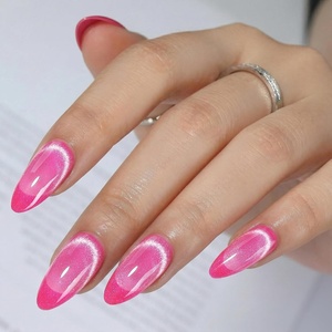 UNA GELLA Almond Press On Nails – 32Pcs 16 Sizes Pastel Lilac Lavender Fake Nails with Glue and Adhesive Tabs, Opaque Reusable Glue On Nails Kit for Women Manicure(Pink Velvet)