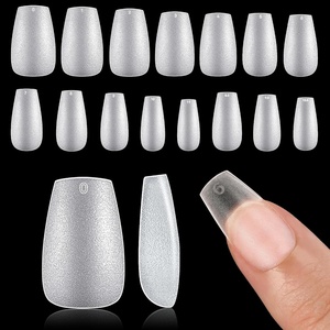 UNA GELLA Short Square Press On Nails, 32 Pcs 16 Sizes Soft Gel Fake Nails, Sheer Jelly Light Pink Glossy False Nails for Women, Reusable Stick On Nails Kit with Glue and Adhesive Tabs(Z-Short Coffin)