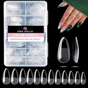 UNA GELLA Short Squoval Press On Nails – 32Pcs 16 Sizes Soft Gel Round Fake Nails with Silver Cat Eye Effect, Light Pink Reusable Artificial Stick On Nails Kit with Glue and Adhesive Tabs(Z-Medium Almond)