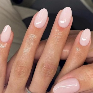 UNA GELLA Short Squoval Press On Nails – 32Pcs 16 Sizes Soft Gel Round Fake Nails with Silver Cat Eye Effect, Light Pink Reusable Artificial Stick On Nails Kit with Glue and Adhesive Tabs(Cloud Pink)