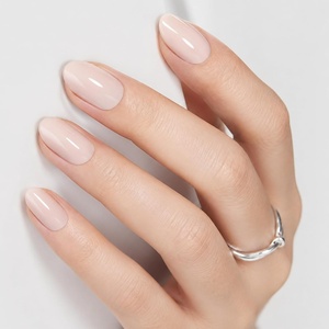 UNA GELLA Short Squoval Press On Nails – 32Pcs 16 Sizes Soft Gel Round Fake Nails with Silver Cat Eye Effect, Light Pink Reusable Artificial Stick On Nails Kit with Glue and Adhesive Tabs(Milky Nude Pink)