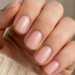 UNA GELLA Short Squoval Press On Nails – 32Pcs 16 Sizes Soft Gel Round Fake Nails with Silver Cat Eye Effect, Light Pink Reusable Artificial Stick On Nails Kit with Glue and Adhesive Tabs(Nude Muse)