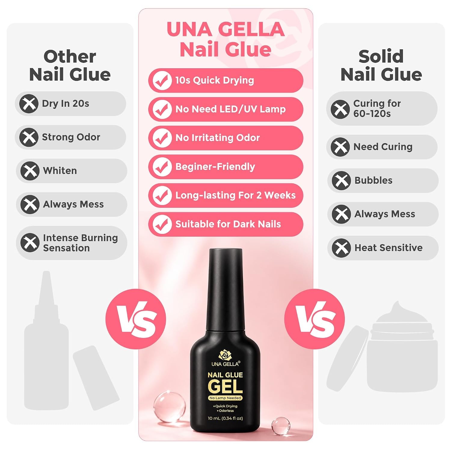 image:imageUNA GELLA 10ml Strong Nail Glue Gel for Press On Nails Air Dry Brush On