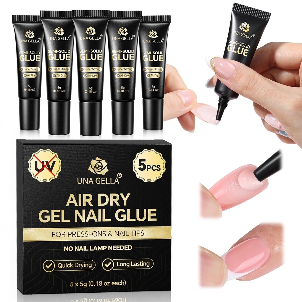 image:imageUNA GELLA 5 Pack 5g Solid Nail Glue AirDry Strong Nail Glue for Press Ons