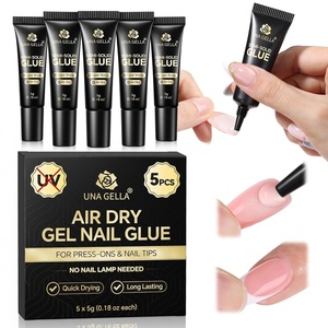 UNA GELLA 5 Pack 5g Solid Nail Glue, Air-Dry Strong Nail Glue for Press Ons